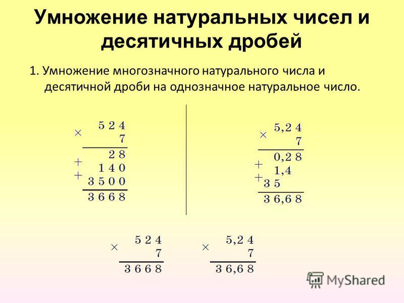 Презентация умножение десятичных дробей на натуральное число