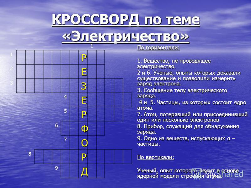 Кроссворд по физике 8. Кроссворд по физике 8 класс на тему электрические явления. Кроссворд на тему электричество.