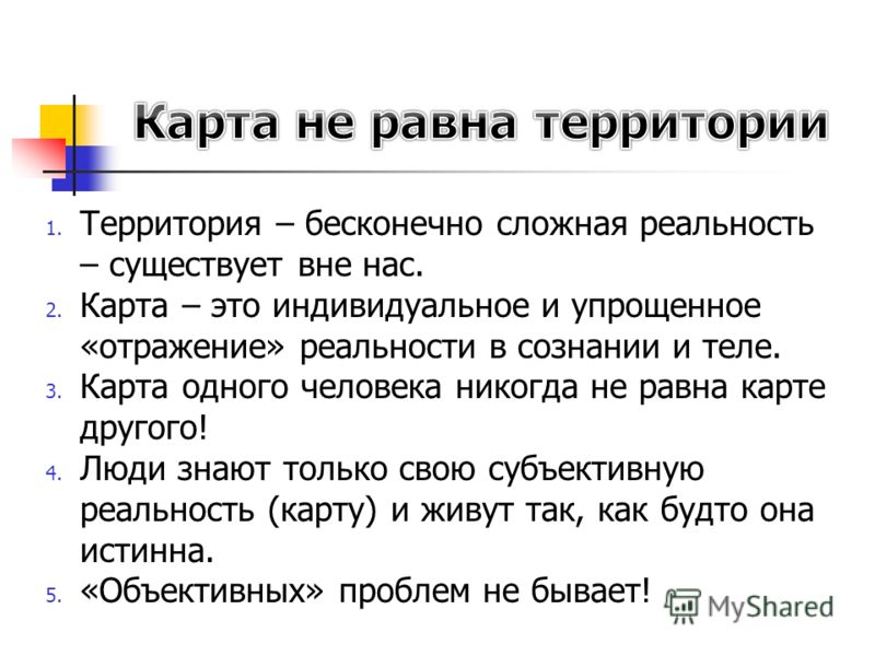 Пресуппозиция нлп карта не территория означает