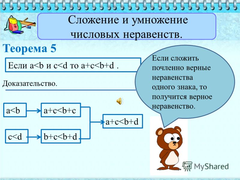 Сложение и умножение неравенств