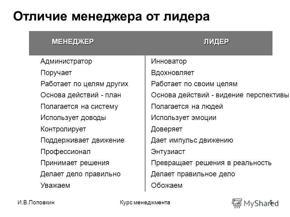 Чем отличается менеджер проекта от руководителя проекта