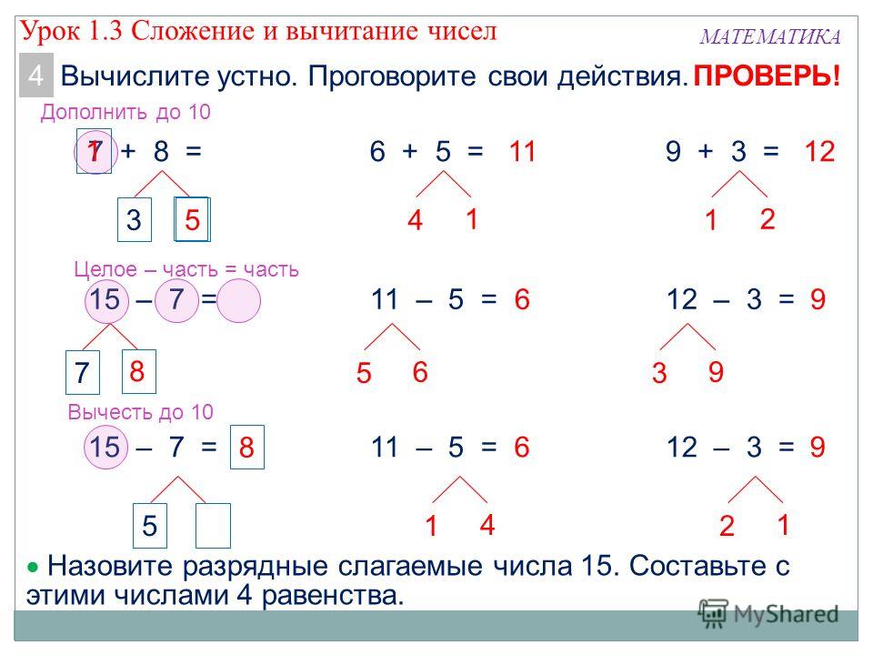 Презентация по математике 2 класс сложение и вычитание