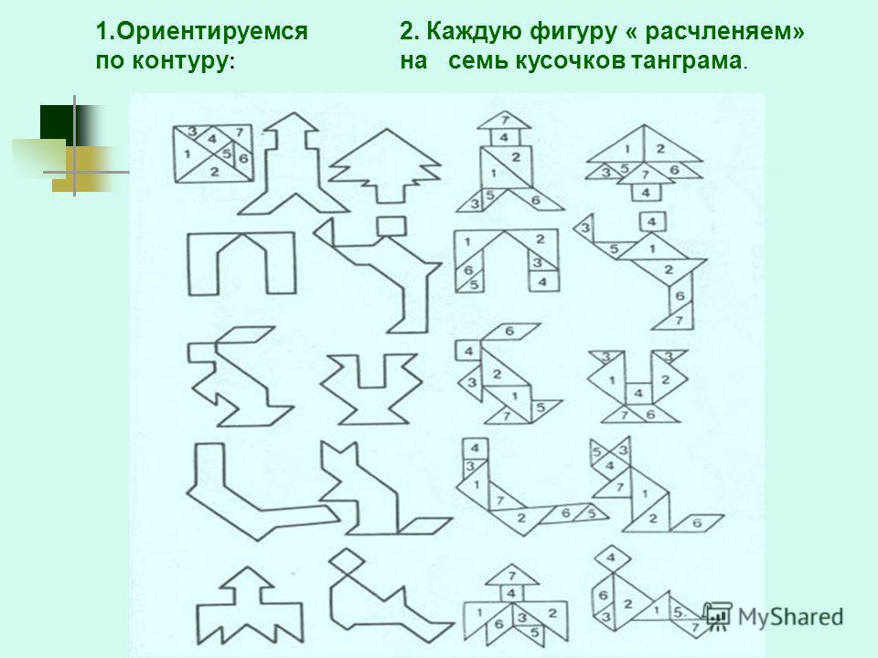 Фигуры собираем картинки. Танграм из семи фигур. Фигуры из танграма 1 класс. Задание на составление фигур. Фигурки танграм с контуром.