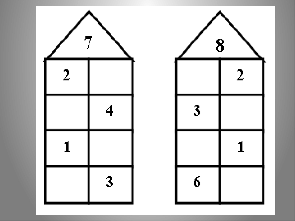 Состав 10 легко. Состав числа 5.6.7 числовые домики. Математические домики. Засели домики числами. Математические домики состав числа.